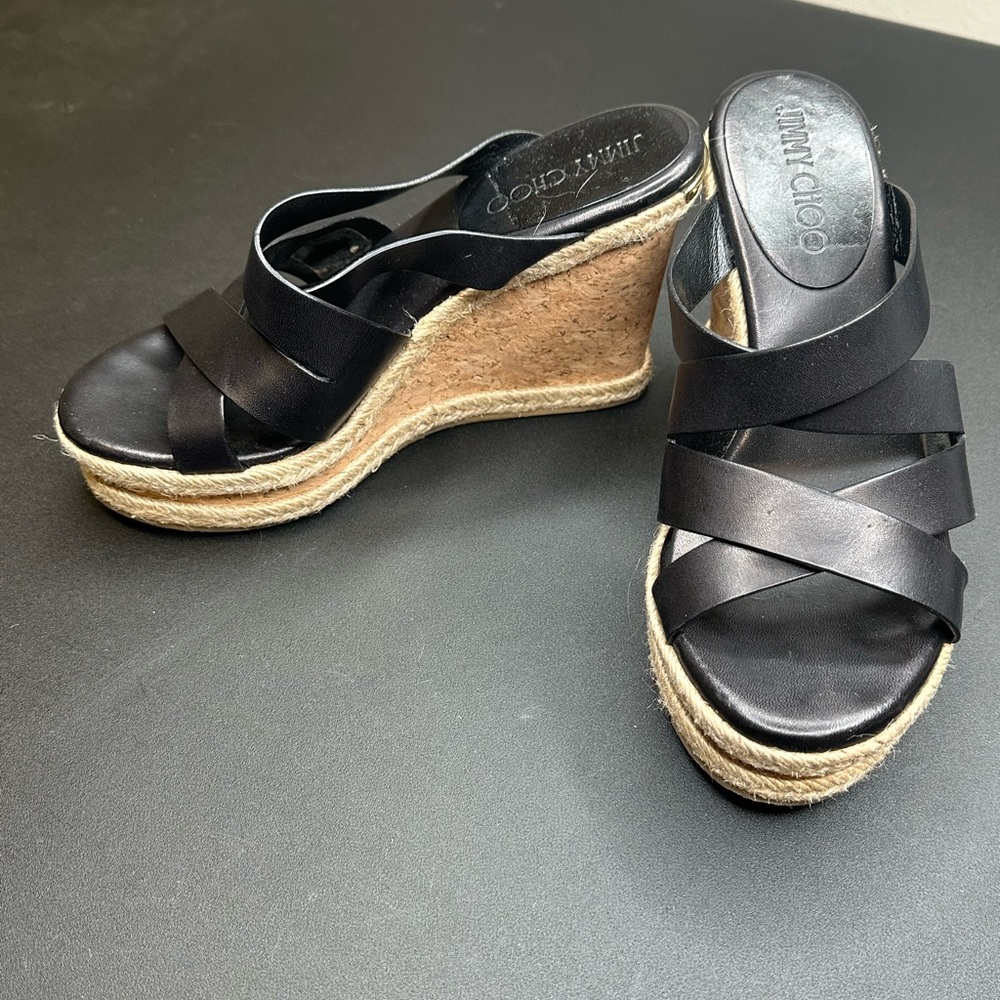Jimmy Choo Prisma Vachetta wedge leather sandal
